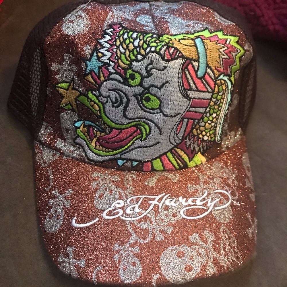 Ed hardy y2k glitter hat
